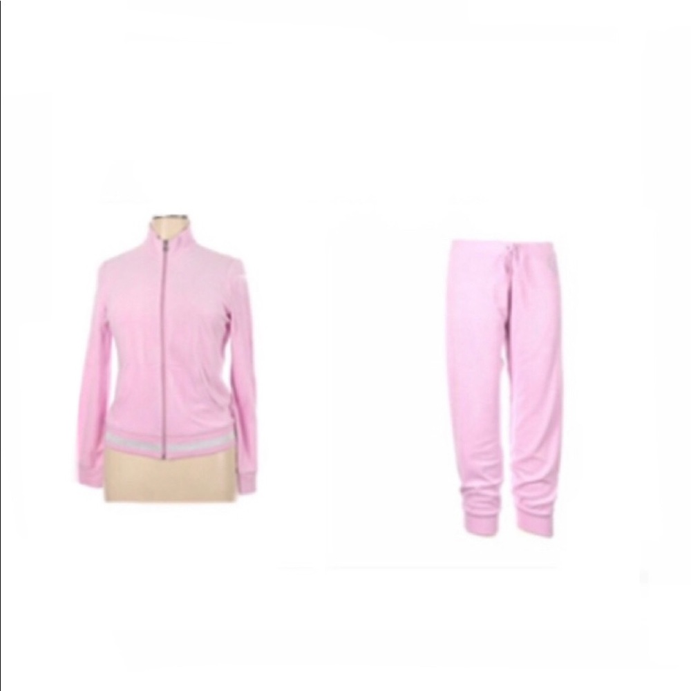 2PC JUICY COUTURE PINK MICRO TERRYCLOTH TRACKSUIT SIZE  M NWOT